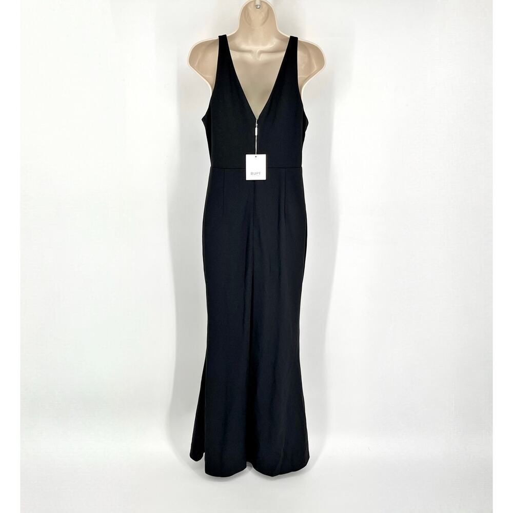 Bupt NEW V-Neck Sleeveless Maxi Dress Gown Sz M Mermaid Black Lined Prom Party - Picture 4 of 9